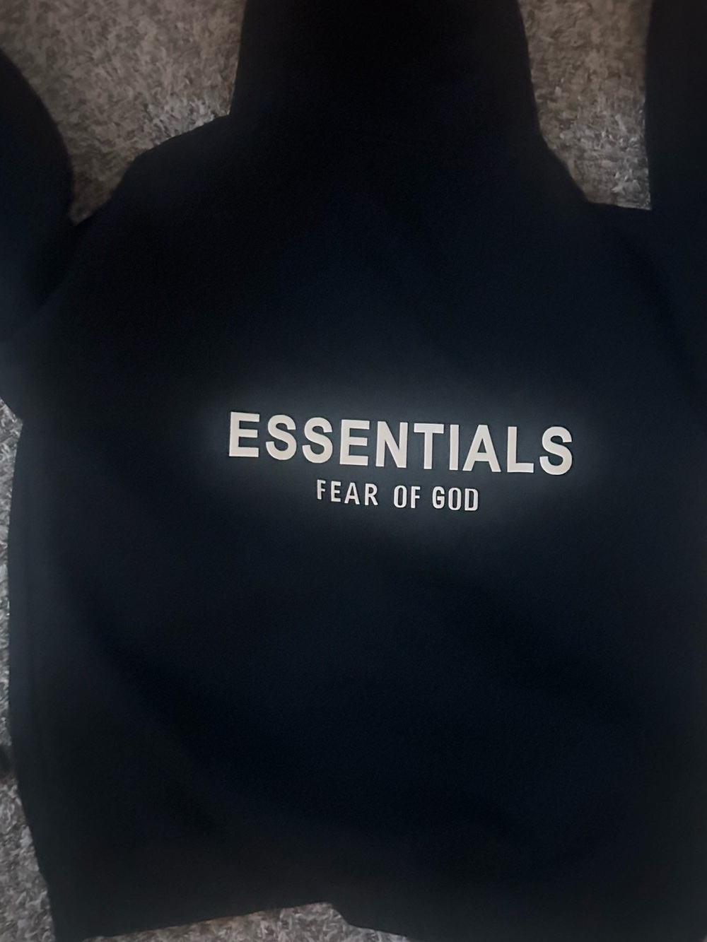 Essentials Fear of God Black Hoodie with White Logo